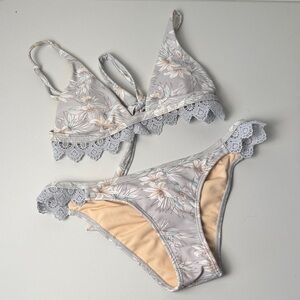 Kendall & Kylie Floral Lace Bikini Swimsuit XS